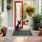 Dark Green Oushak 3x4 Large Entryway Rug by HazoHaus