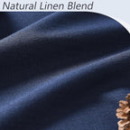 Guken Navy Blue 100% Blackout Linen Curtains 63 Inch Length 2 Panels Set - Image 3