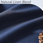 Guken Navy Blue 100% Blackout Linen Curtains 102 Inch Length 2 Panels Set - Image 3