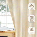 RYB HOME Kithen Curtains Rustic Plaid Cafe Tier, Classic Short Checkered Drapes - Image 6