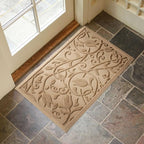 Boho Beige Floral Leaves Outdoor Indoor Entrance Doormats, Absorbent Durable - Image 3