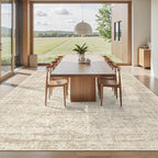 12x15 Washable Area Rug Beige Neutral Abstract Living Room Large Carpet Non - Image 8