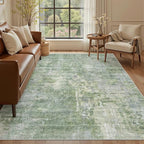 Area Rug 6x9 Abstract Rugs for Living Room 6 x 9 Washable Rugs Green Non Slip - Image 2
