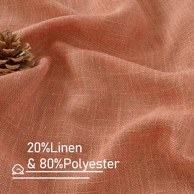 LAMIT 54 Inch Semi Sheer Window Linen Curtains, Light Filtering Panels Back Tab - Image 2