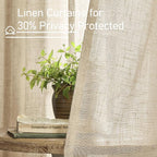 LAMIT 54 Inch Semi Sheer Window Linen Curtains, Light Filtering Panels Back Tab - Image 5
