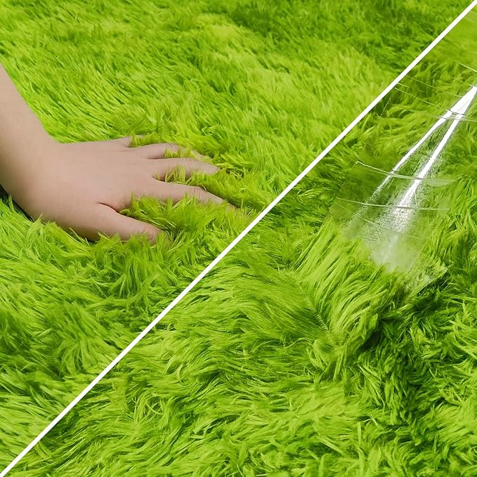 Green Tie-Dyed Rug for Living Room 8x10 Fluffy Area Rug Mat Bedside Throw Rug - Image 6