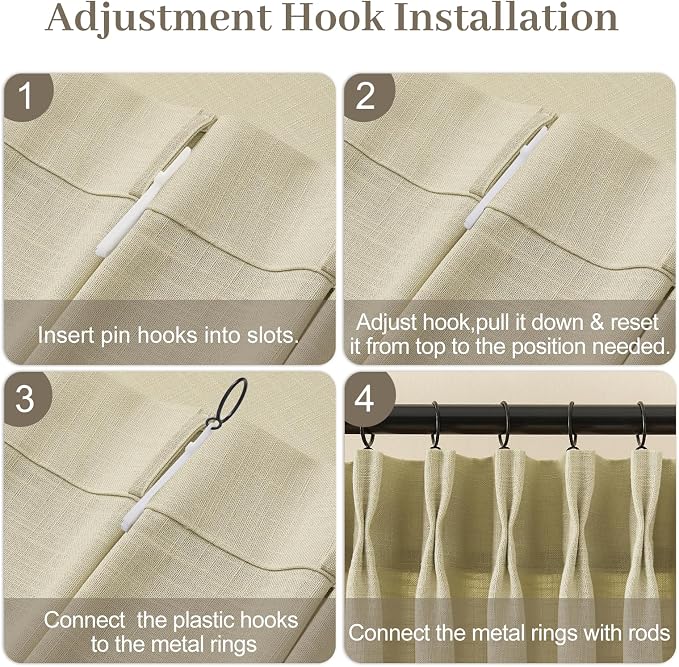 Pinch Pleated Linen Curtains 90 Inches Long 2 Panels - Image 7