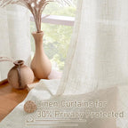 LAMIT Ivory Sheer Linen Curtains 63 inch Length - Image 5
