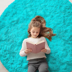 OLANLY Teal Blue Round Rugs for Bedroom by OLANLY