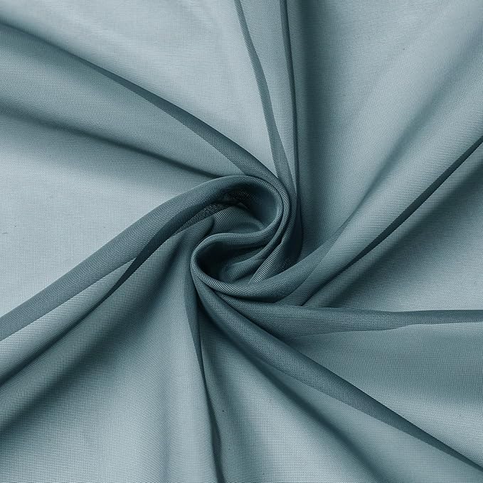 Aiyufeng Dusty Blue Sheer Curtains 54 Inch Length 2 Panels Set, Light Filtering - Image 5