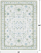 Blue and Green Washable Rugs 3x4 - Image 2