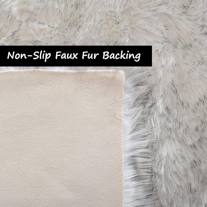 Goolela Round Sheepskin Rugs 4ft Circle Fluffy Faux Fur Rug Shaggy Rug - Image 5
