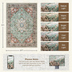 5x7 Area Rugs Living Room Rug: Washable Vintage Distressed Floral Rug No Slip - Image 2