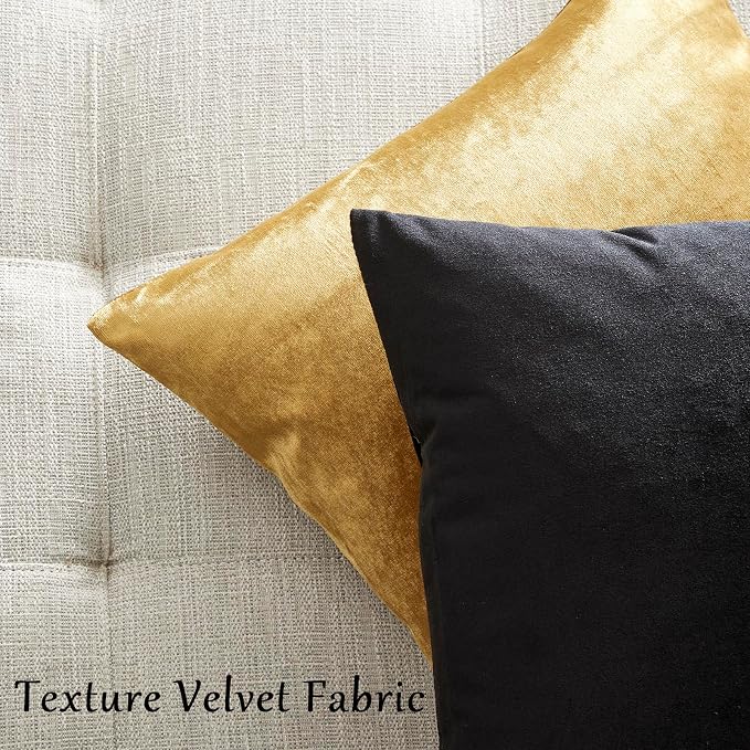 GIGIZAZA Black Velvet Pillow Covers 18x18, Decorative Square Throw Pillows - Image 3
