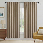 RYB HOME Burlap 100% Blackout Linen Curtains 72 inch Long, Thermal Insulated & by RYBHOME