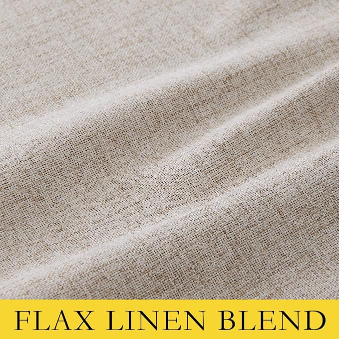 NICETOWN Oatmeal Bedroom Full Blackout Linen Curtain Panels Set of 2, Thick - Image 9