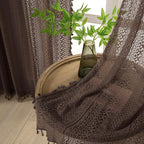 WAZZIO Boho Lace Curtains 84 Inches 2 Panel, Light Filtering Privacy Tassel & - Image 5