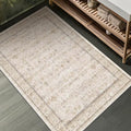 Farmhouse Bathroom Rug 2x3 Beige, Machine Washable Small Non Slip Indoor by HazoHaus