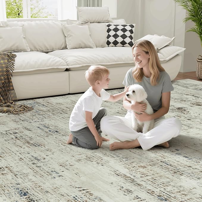 9x12 Area Rugs for Living Room Washable Rug: Anti-Skid Abstract Modern Living - Image 7