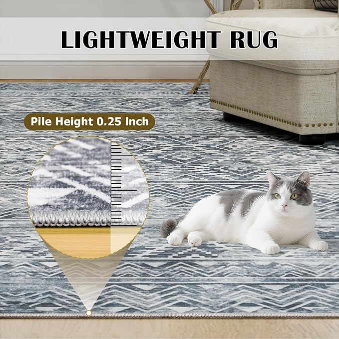 8x10 Area Rugs Washable Rug: Anti-Skid Abstract Modern Living Room Rug Soft - Image 6