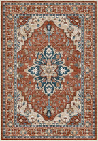 Area Rugs Round 8ft Washable Non-Slip, Floral Vintage Distress Print Pattern by RELEANY