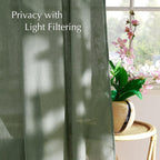 NICETOWN Linen Forest Green Curtains 96 inches Long, Grommet Privacy Assured - Image 3