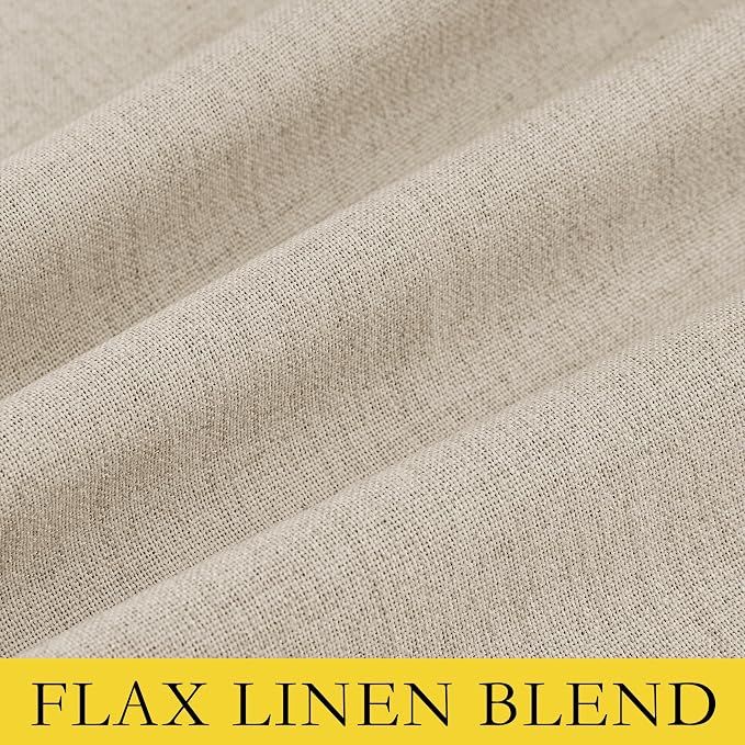 NICETOWN Cream 100% Blackout Linen Curtains 102 inch Long Burg - Image 9