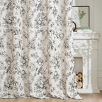 jinchan Linen Floral Curtains for Living Room 96 Inch Length Black Printed - Image 7
