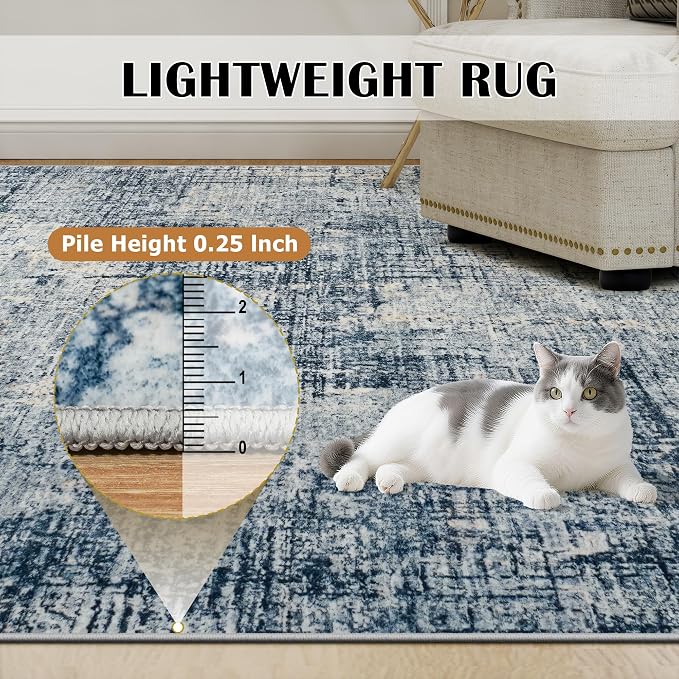 8x10 Area Rugs for Living Room Washable Rug: Anti-Skid Abstract Modern Living - Image 7