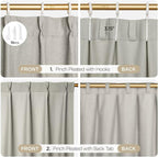 Joydeco Greyish White Pinch Pleated Thick Linen Curtains 84 Inch Long 2 Panel - Image 5