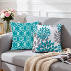 Hexagram Geometric Teal Pillow Covers 18x18 Set of 4, Decorative Outdoor Boho - Image 3