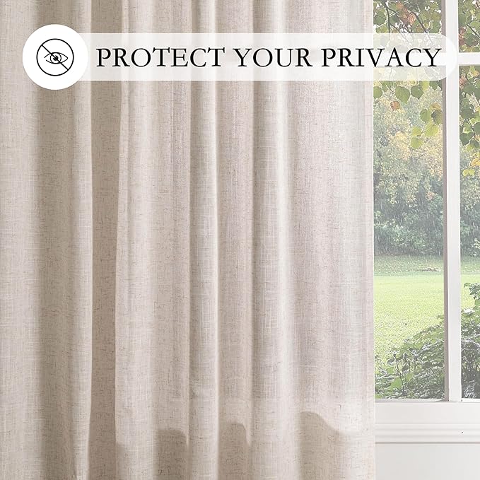 MYSKY HOME Natural Linen Curtains 24 Inch Long - Image 7