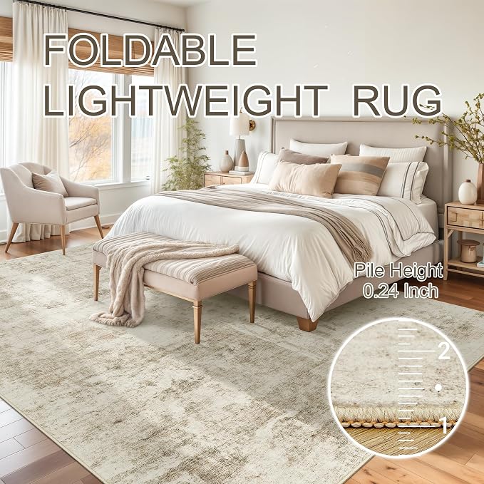 6x9 Abstract Area Rugs for Living Room 6 x 9 Washable Non Slip Low Pile Gray - Image 8