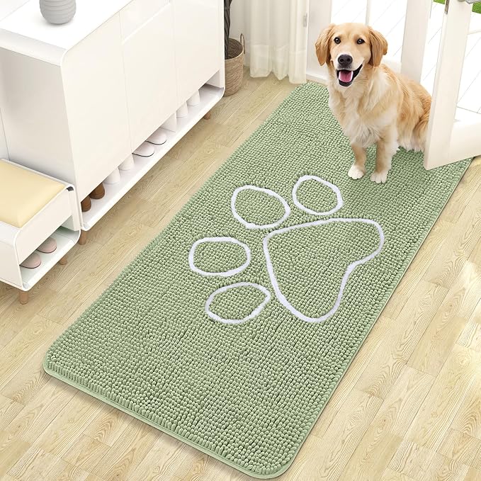 OLANLY Dog Door Mat for Muddy Paws 47x24, Paw Print Design, Absorbs Moisture by OLANLY