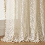 WAZZIO Boho Lace Curtains 2 Panels 105 Inches -Cute Vintage Victorian Sheer by WAZZIO