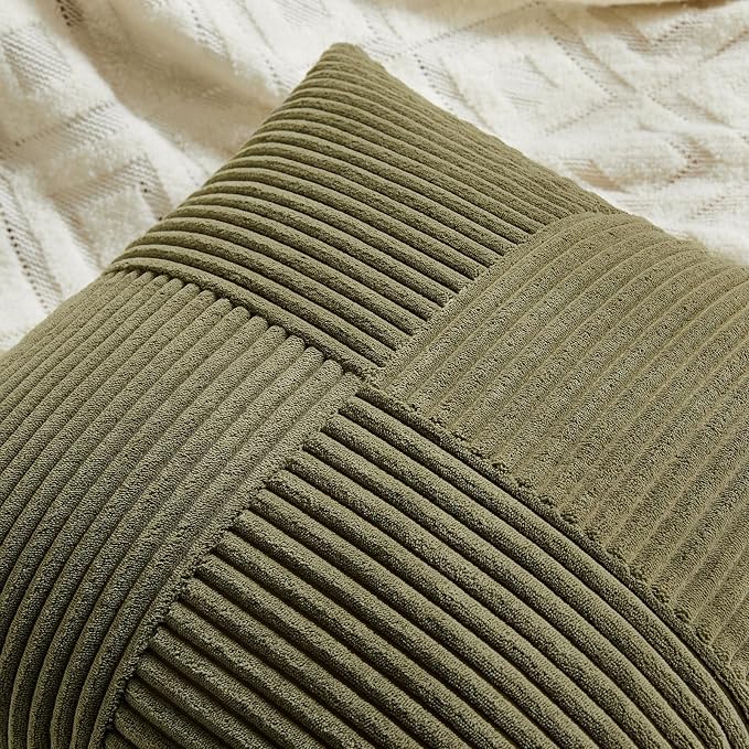 Fancy Homi 2 Packs Olive Green Lumbar Decorative Throw Pillow Covers 14x22 Inch - Image 3