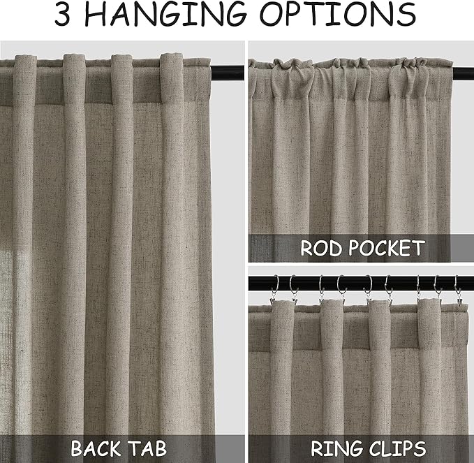 Extra Long Mocha Curtains 2 Panels 102 Inches Long - Image 2