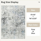 Abstract Rug 8x10 Large Living Room Rugs Neutral Modern Washable Area Rugs - Image 5