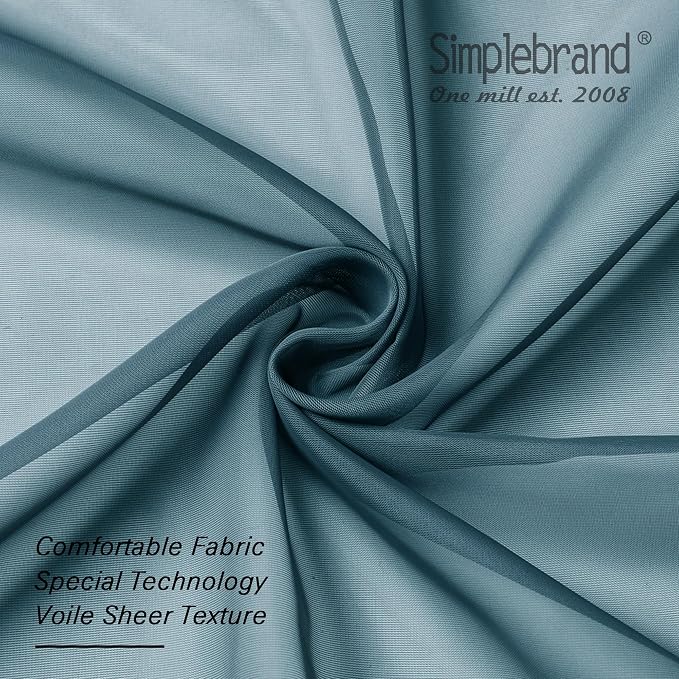 Simplebrand Dusty Blue Short Sheer Curtains 45 Inch Length - Image 6