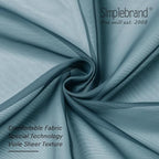 Simplebrand Dusty Blue Short Sheer Kitchen Curtains 36 Inch Length Tier Rod - Image 6