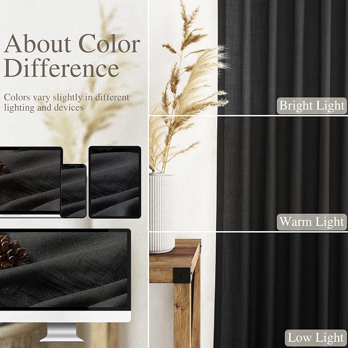 Nanspring Extra Wide 100x96 Inch Linen Curtains - Image 4