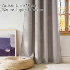 NICETOWN Angora Faux Linen Room Darkening Rod Pocket Curtains 63 inch Length - Image 3