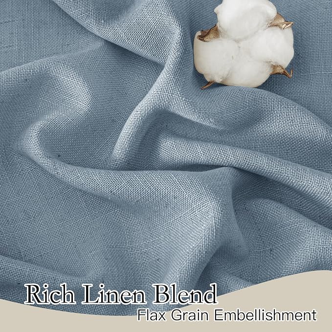 RYB HOME Semi Sheer Curtains for Small Window Doorway, Thick Linen Burlap Half - Image 2