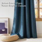NICETOWN Stone Blue Faux Linen Room Darkening Rod Pocket Curtains 63 inch Length - Image 3