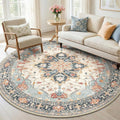 Area Rugs 6ft Washable Non-Slip, Floral Vintage Distress Print Pattern by RELEANY