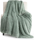 Bedsure GentleSoft Fuzzy Sherpa Faux Fur Twin Blanket Sage Green Cozy Gifts by BEDSURE
