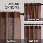 MIULEE Chocolate Brown Linen Curtains 63 Inch Length 2 Panels - Image 3