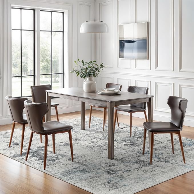 6x9 Abstract Area Rugs for Living Room 6 x 9 Washable Non Slip Low Pile Gray - Image 3