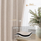 Guken Oatmeal 100% Blackout Curtains 102 Inch Length 2 Panels Set - Image 4