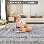 GarveeHome 6x9 Large Washable Area Rug Modern Bordered Rug Distressed Geometric - Image 6